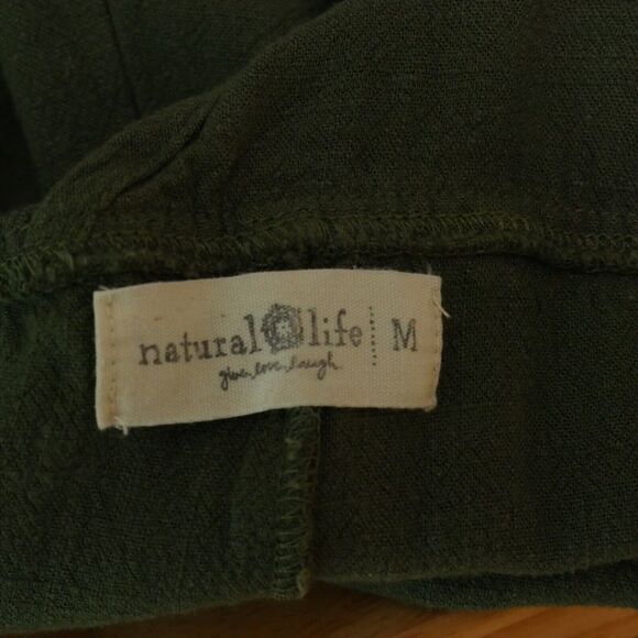 Natural Life Medium Overalls Carly Jumpsuit Linen Blend Olive Green Relaxed Boho - Picture 6 of 7